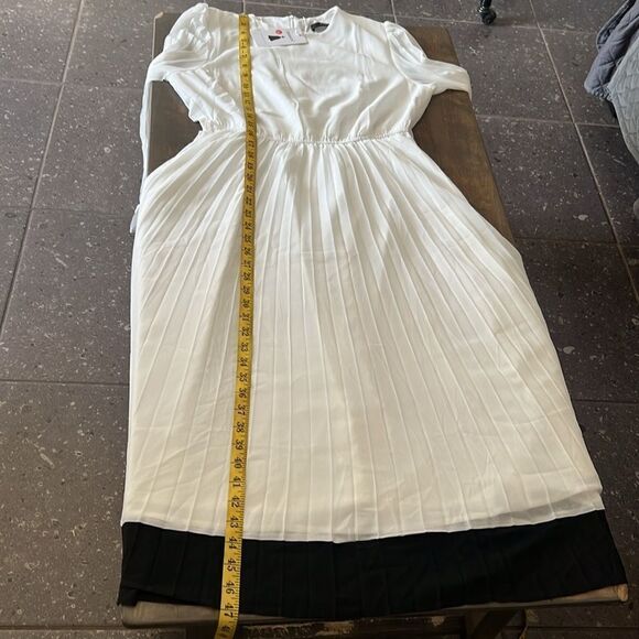 ZESICA Fall Long Sleeve Chiffon Casual Crew Neck Pleated A Line Flowy Midi Dress - Picture 9 of 12